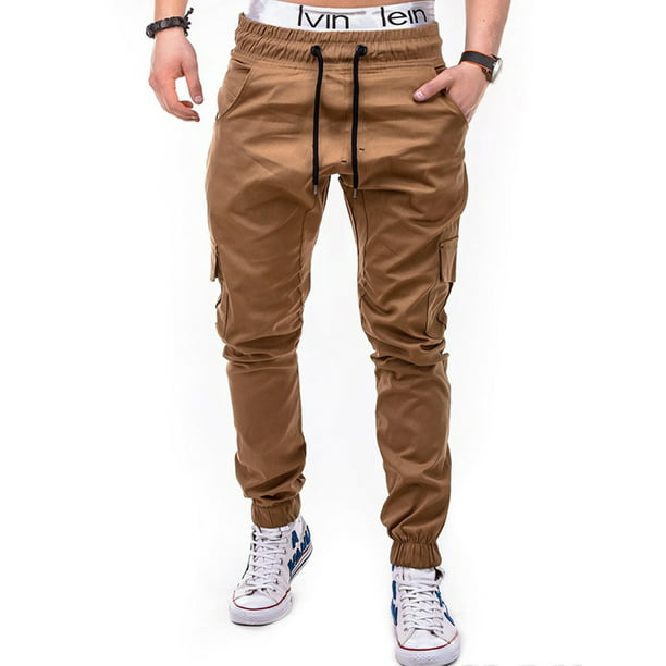Mens Joggers Pants High Elasticity Athletic Workout Pants Sweatpants Waistband Drawcord with Pocket Casual Pants 